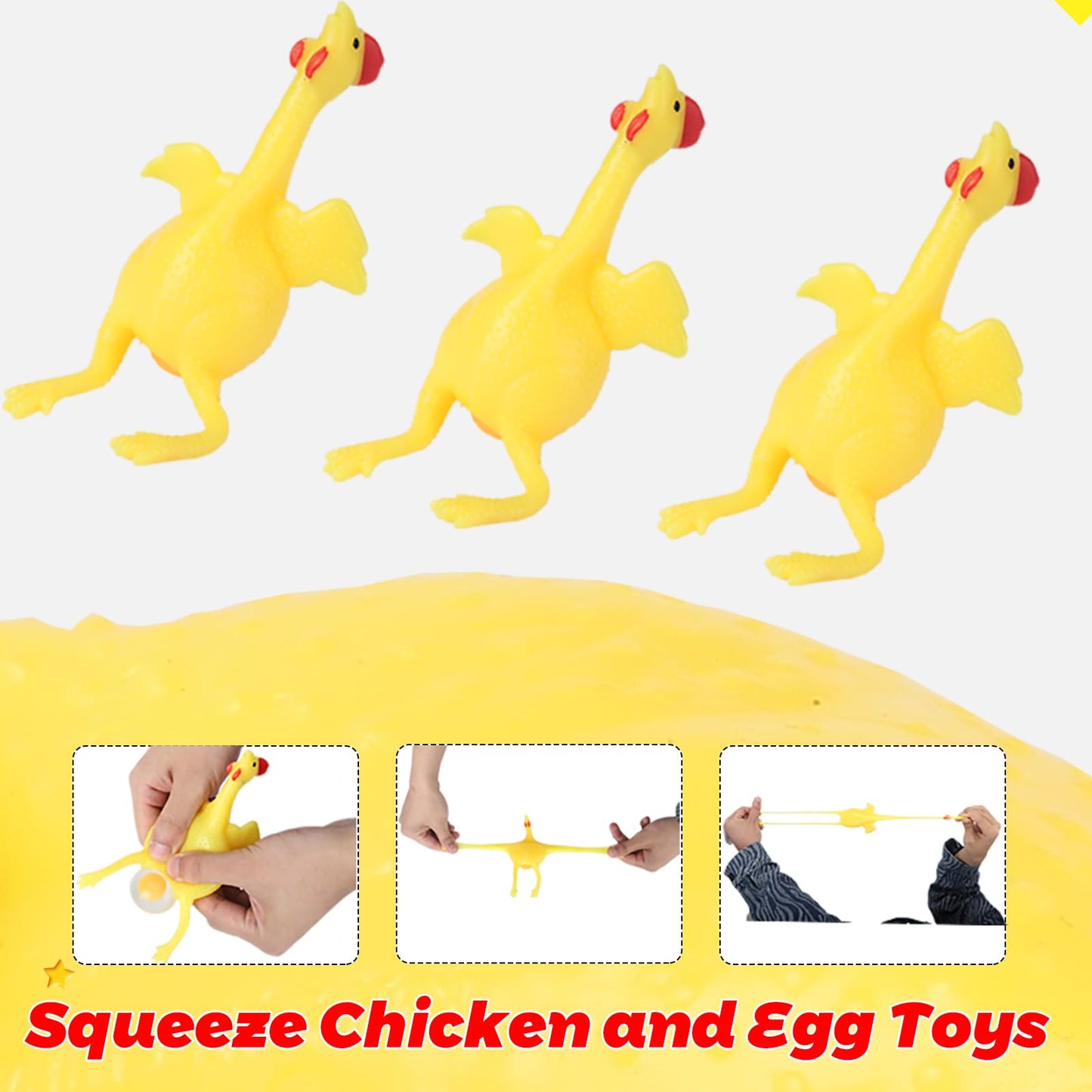 YOYOSTORE 16cm Funny Squishy Chicken and Eggs Stress Reliever | Non-Toxic Fidget Toy