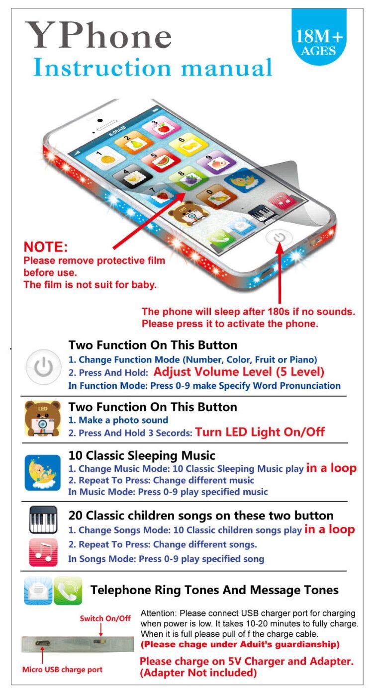 YOYOSTORE Phone Toy Play Mobile – Music & Learning for Kids (White)