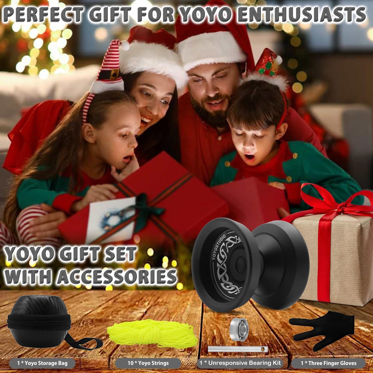 YOYOSTUDIO F25 Finger Spin Yoyo – Dual-Mode Pro Yoyo with Bearing Kit, Strings, Case & Glove