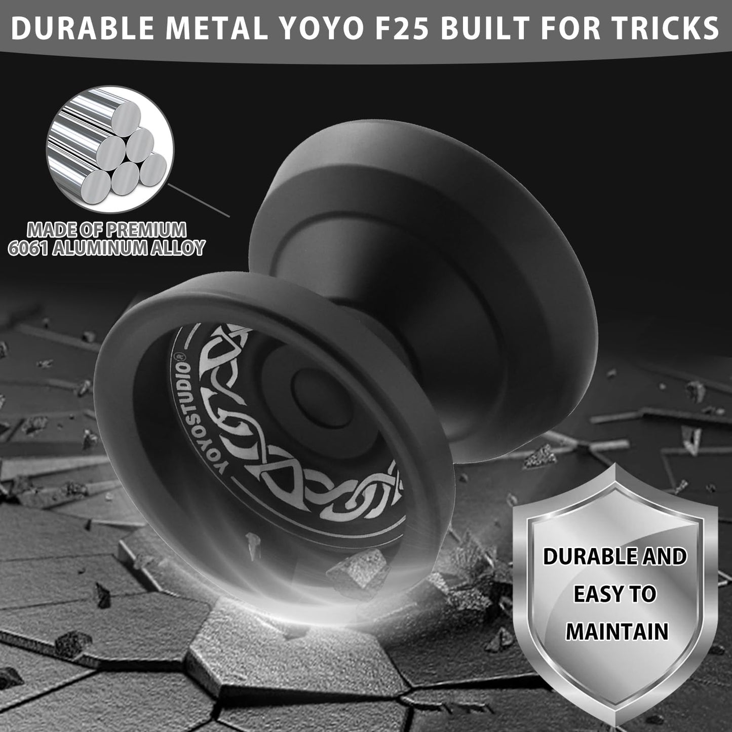 YOYOSTUDIO F25 Finger Spin Yoyo – Dual-Mode Pro Yoyo with Bearing Kit, Strings, Case & Glove