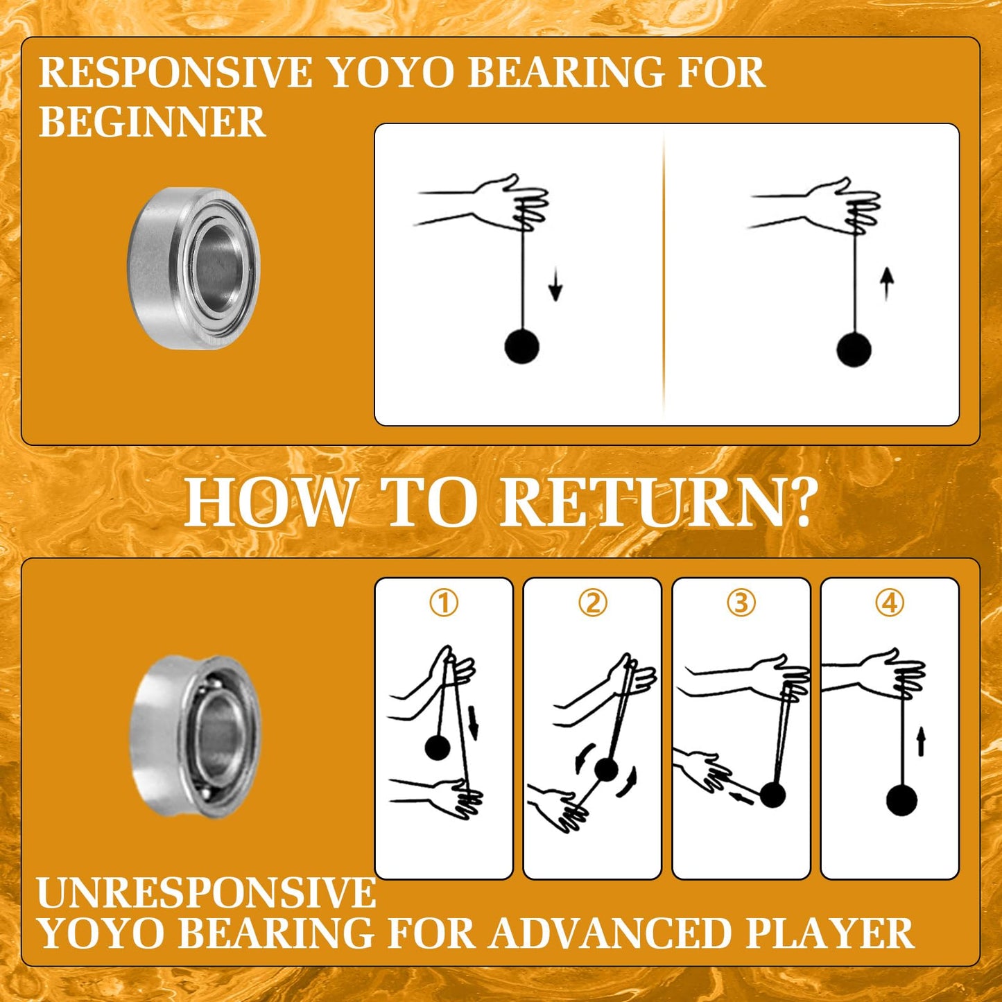 YOYOSTUDIO X0312 Dual-Function Yo-Yo | Professional, Responsive to Unresponsive Modes, Fingerspin Ready (Black & Gold)