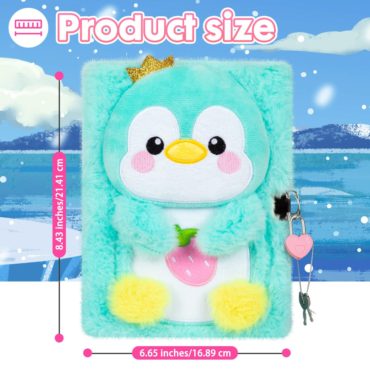 YOYTOO Penguin Diary with Lock – Plush Journal for Girls Aged 5-12 | Gift for Little Writers