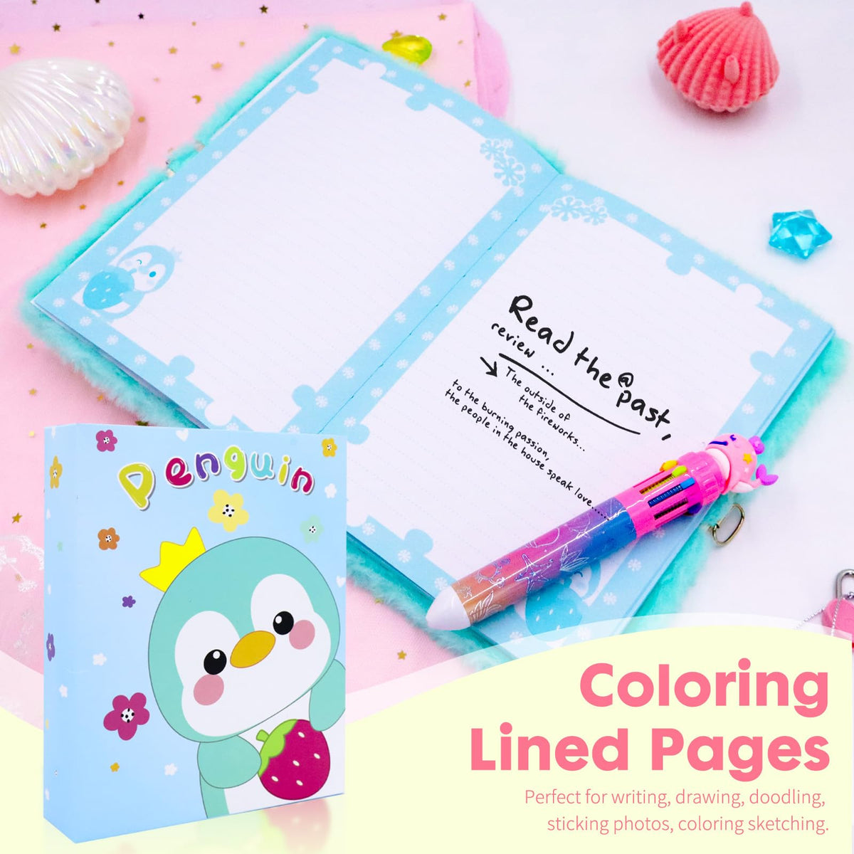 YOYTOO Penguin Diary with Lock – Plush Journal for Girls Aged 5-12 | Gift for Little Writers
