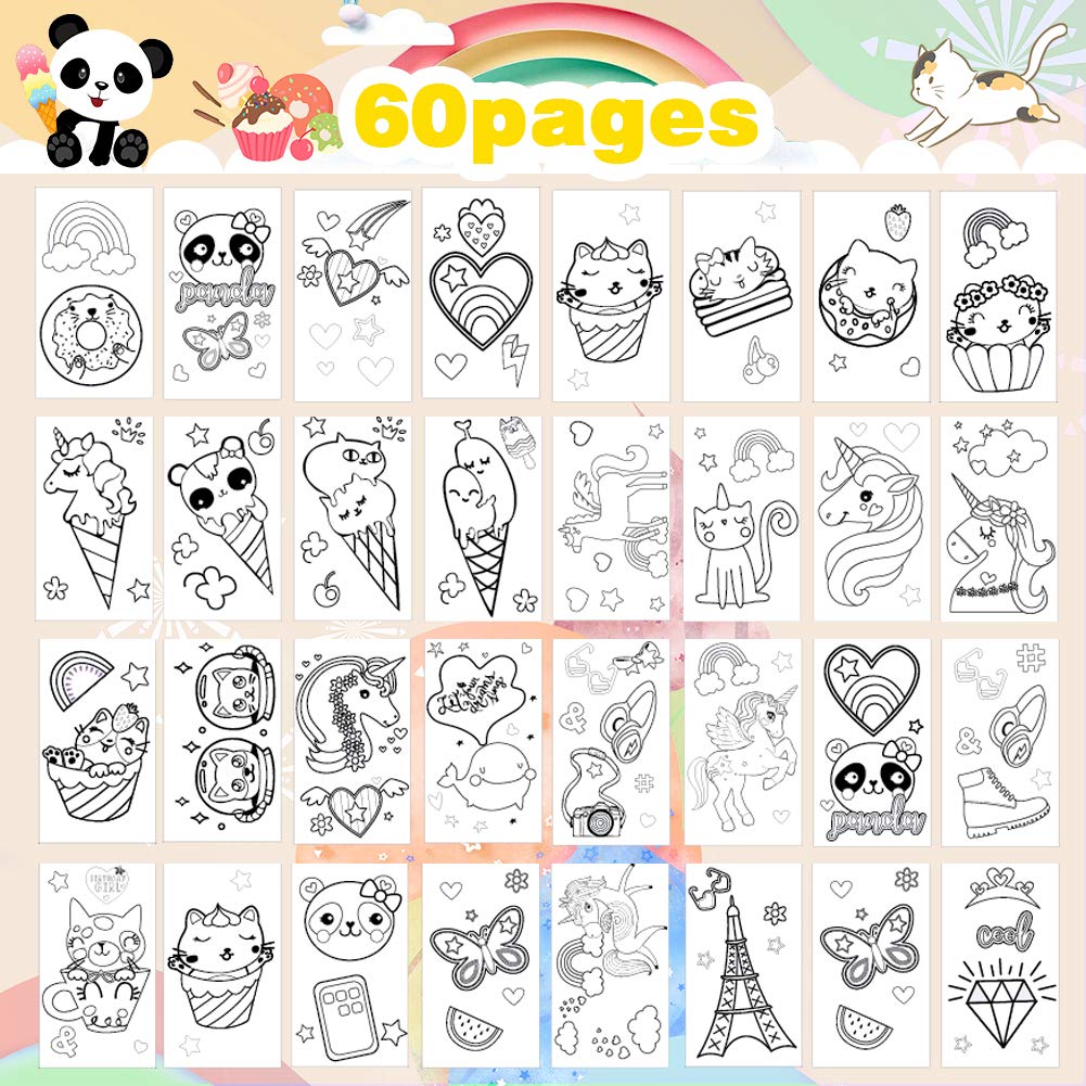YOYTOO Panda Coloring Book Set – 60 Pages & 8 Two-Color Pencils, Travel Coloring Kit for Kids Aged 4-8
