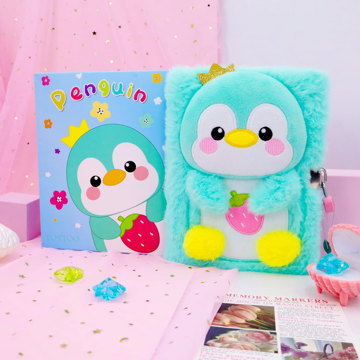 YOYTOO Penguin Diary with Lock – Plush Journal for Girls Aged 5-12 | Gift for Little Writers