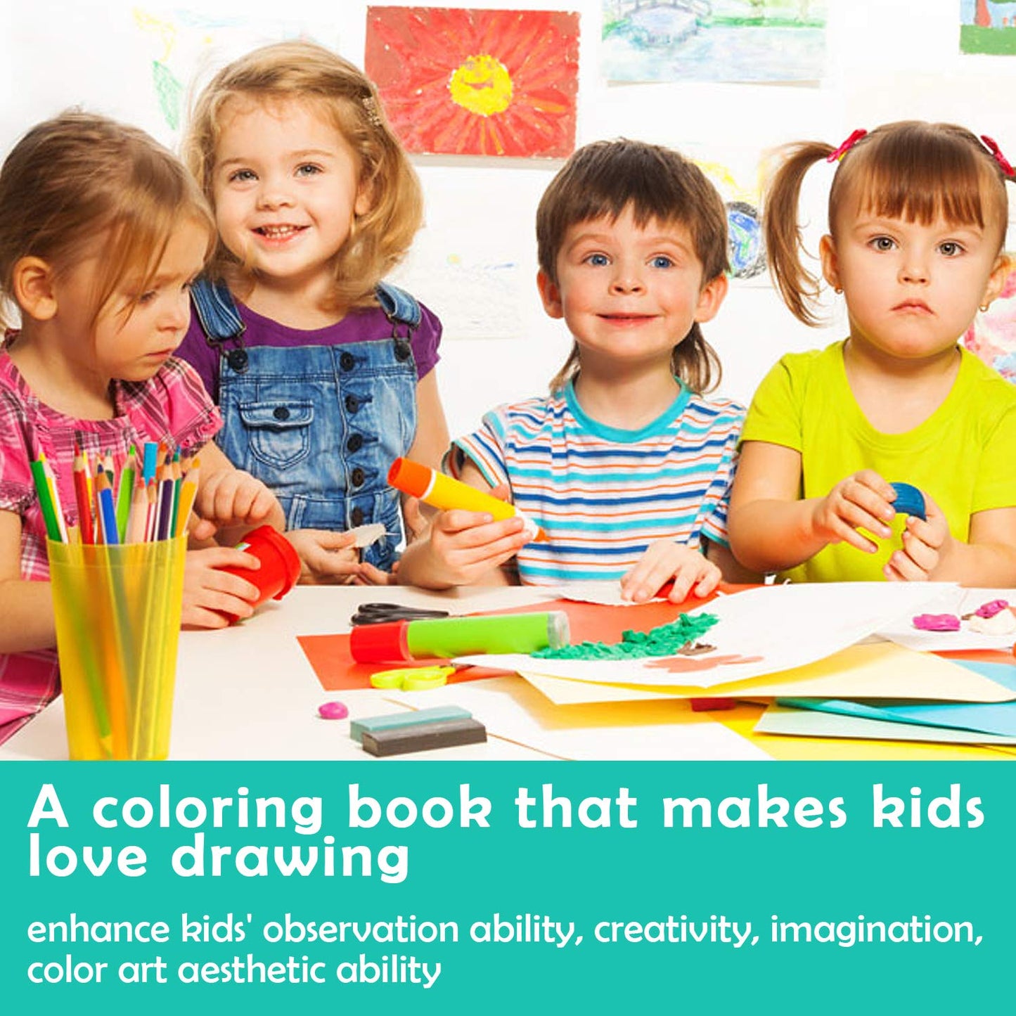 YOYTOO Panda Coloring Book Set – 60 Pages & 8 Two-Color Pencils, Travel Coloring Kit for Kids Aged 4-8