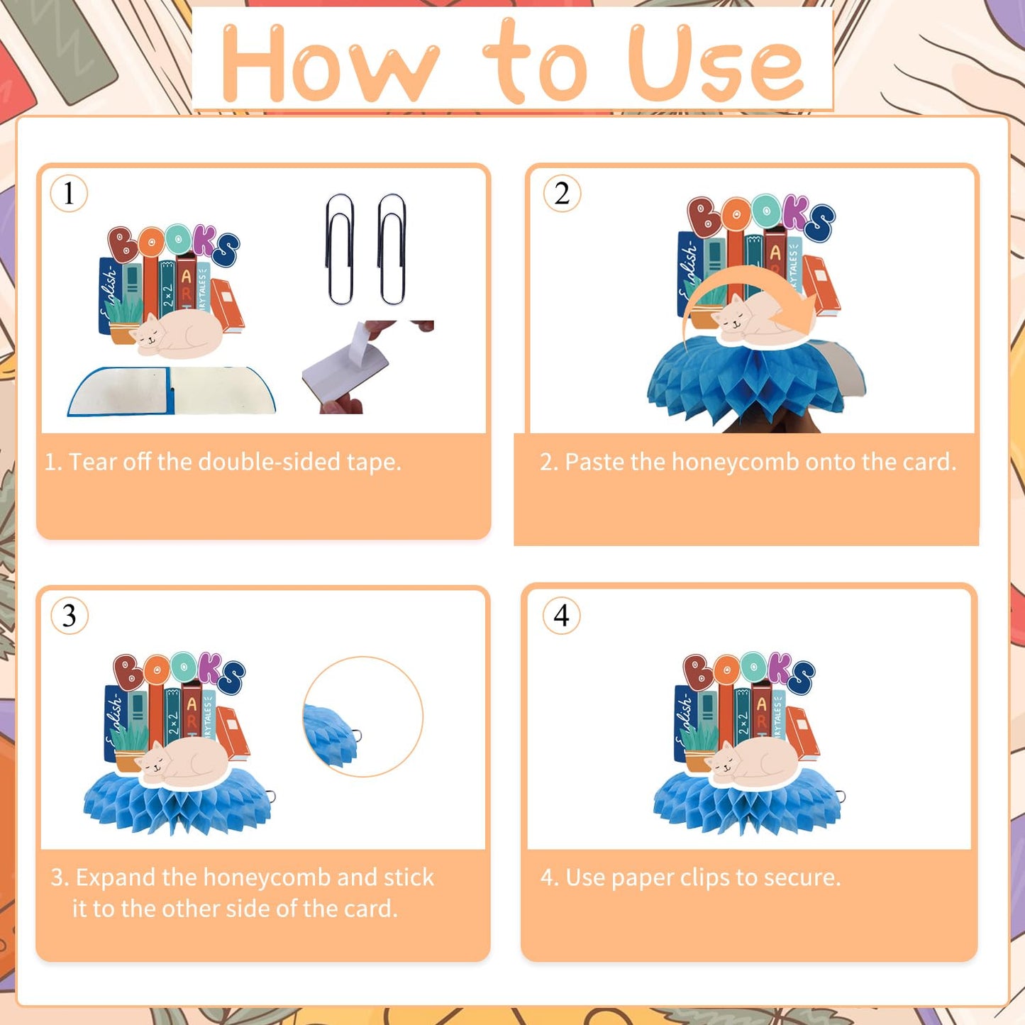 Yoyuspy Reading Birthday Party Decorations - 10-Pack Book Themed Honeycomb Centerpieces