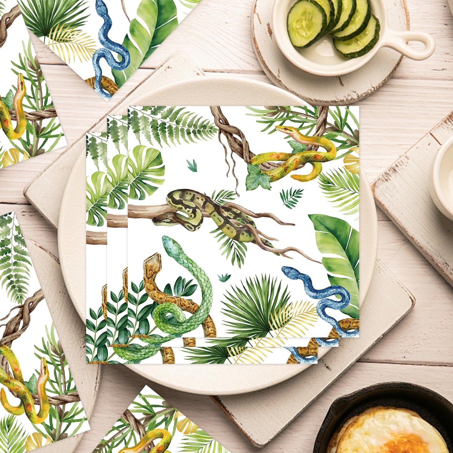 Yoyuspy Snake Birthday Party Napkins – 50-Pcs for Jungle Safari Theme