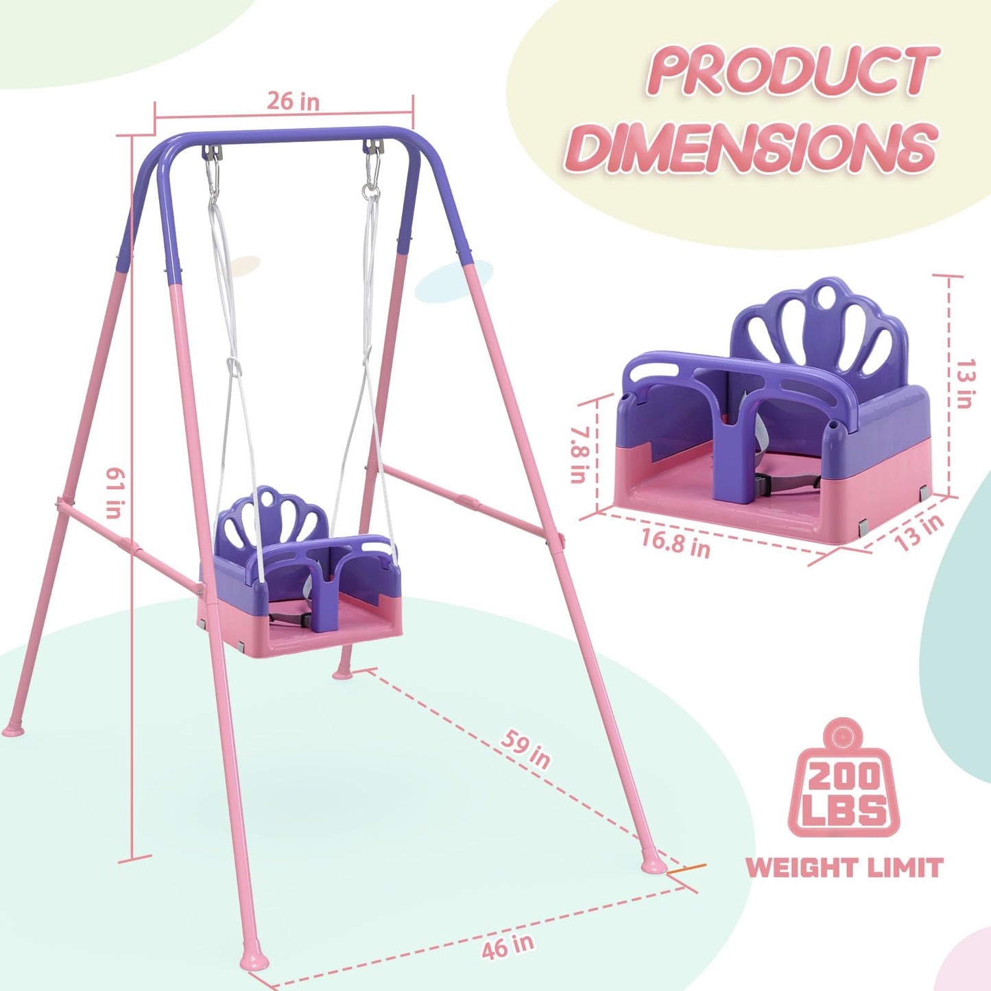 Yozoia Foldable Toddler Swing Set & Baby Jumper – Indoor & Outdoor Pink
