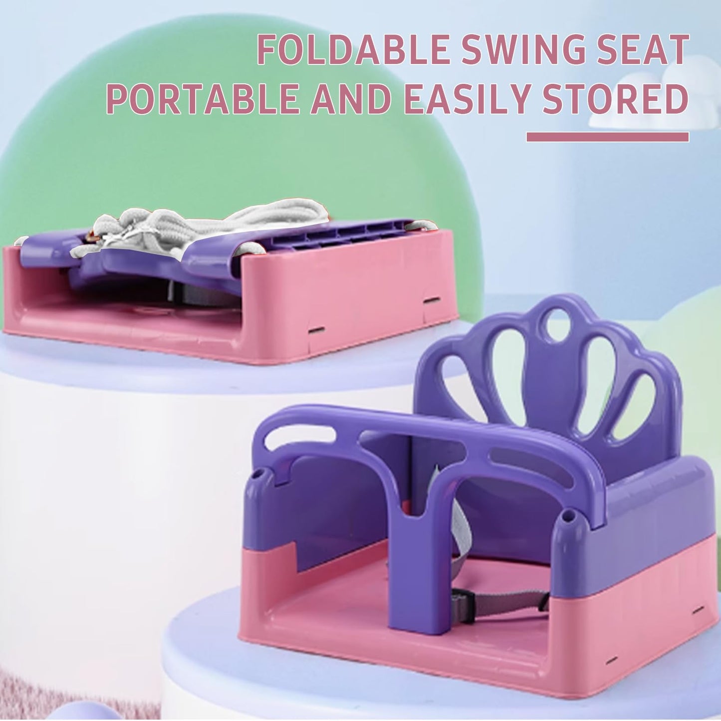 Yozoia Foldable Toddler Swing Set – Indoor & Outdoor Pink, Safe & Durable, Grow-with-Child