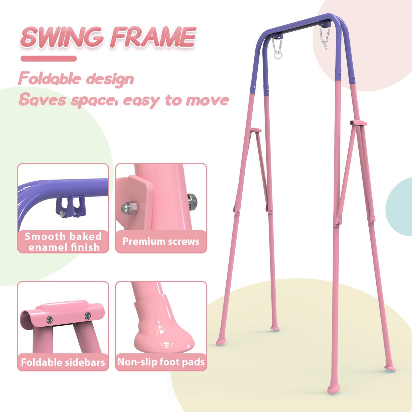 Yozoia Foldable Toddler Swing Set & Baby Jumper – Indoor & Outdoor Pink