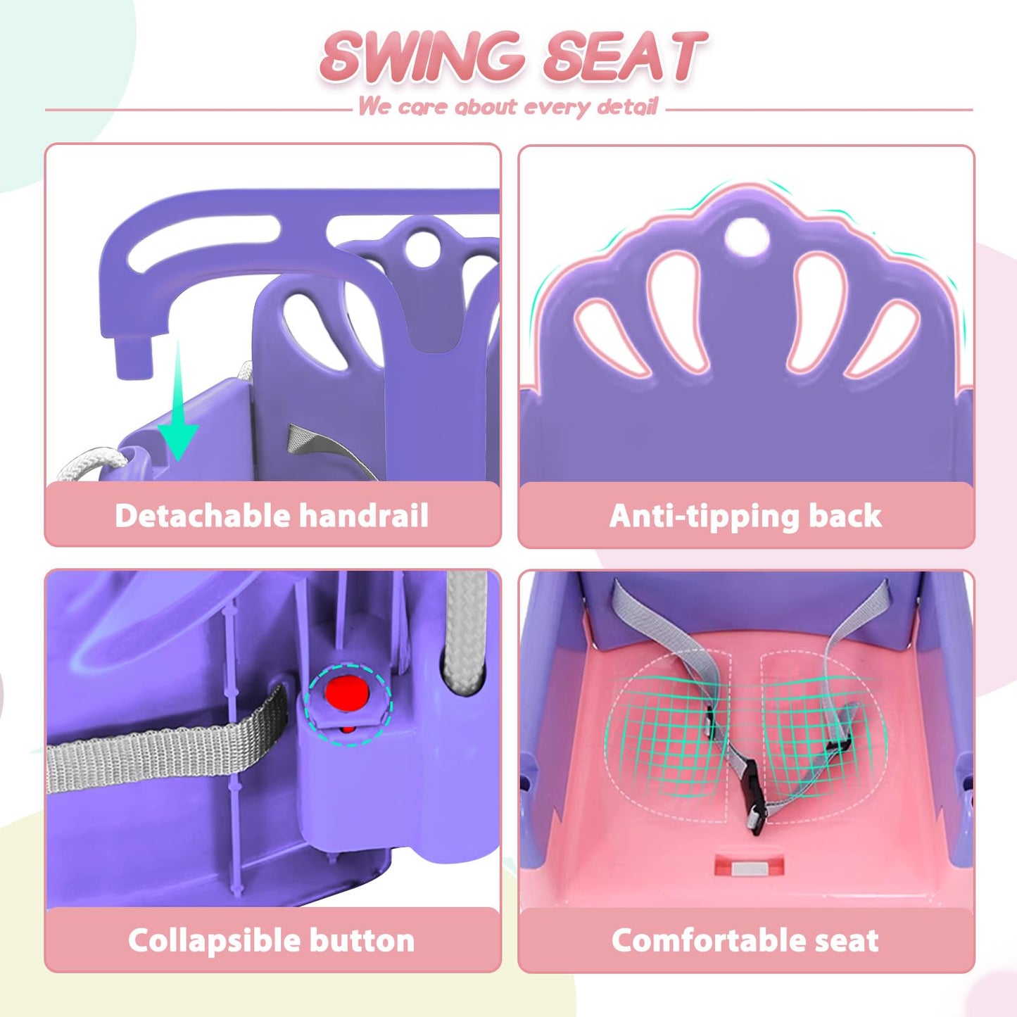 Yozoia Foldable Toddler Swing Set & Baby Jumper – Indoor & Outdoor Pink