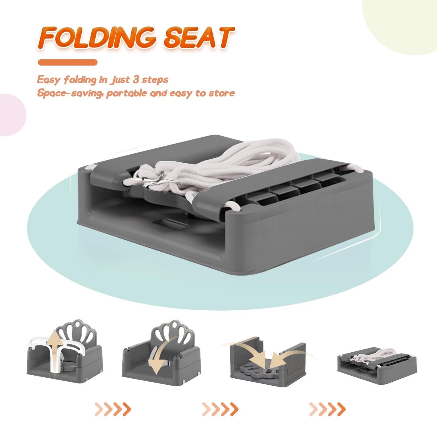 Yozoia Taleco Gear Foldable Toddler Swing Set – Indoor/Outdoor, Safe & Durable (Gray)