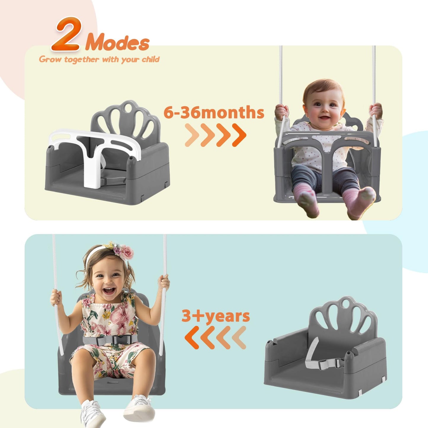 Yozoia Taleco Gear Foldable Toddler Swing Set – Indoor/Outdoor, Safe & Durable (Gray)