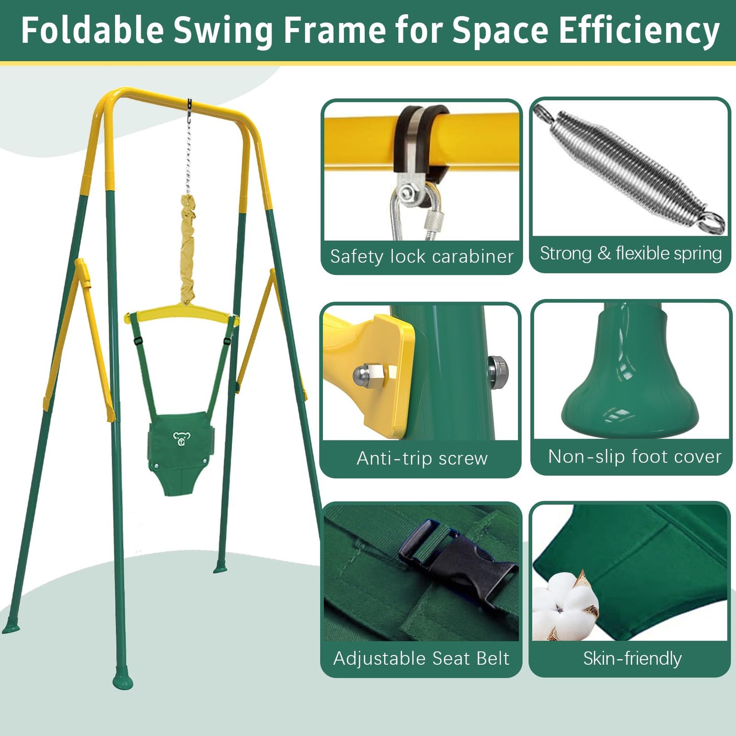 Yozoia Taleco Gear: 2-in-1 Toddler Swing & Baby Jumper - Foldable Indoor/Outdoor