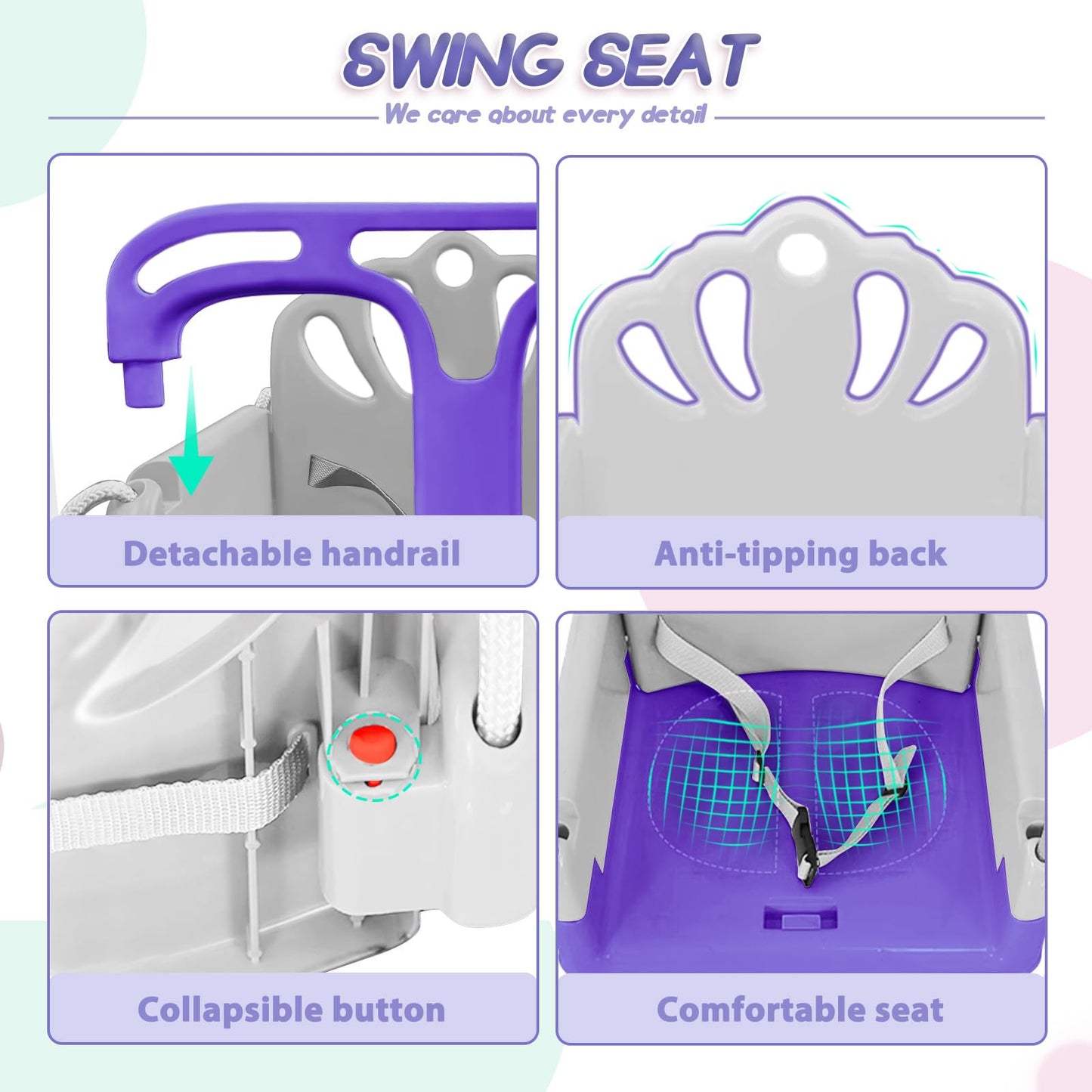 Yozoia Taleco Gear Foldable Toddler Swing Set – Grow-with-Child, Indoor & Outdoor, Safe & Durable