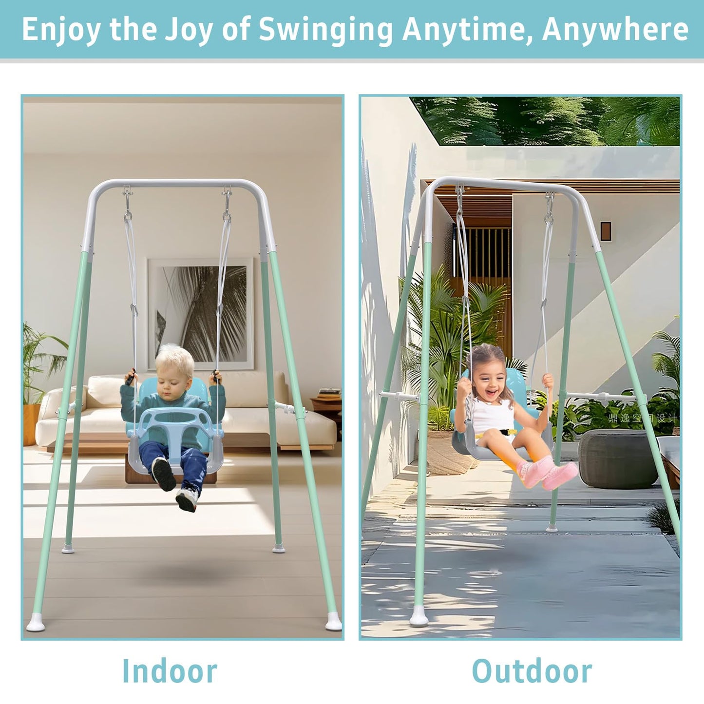 Yozoia Multifunctional Toddler Swing - Foldable Indoor & Outdoor (Blue)