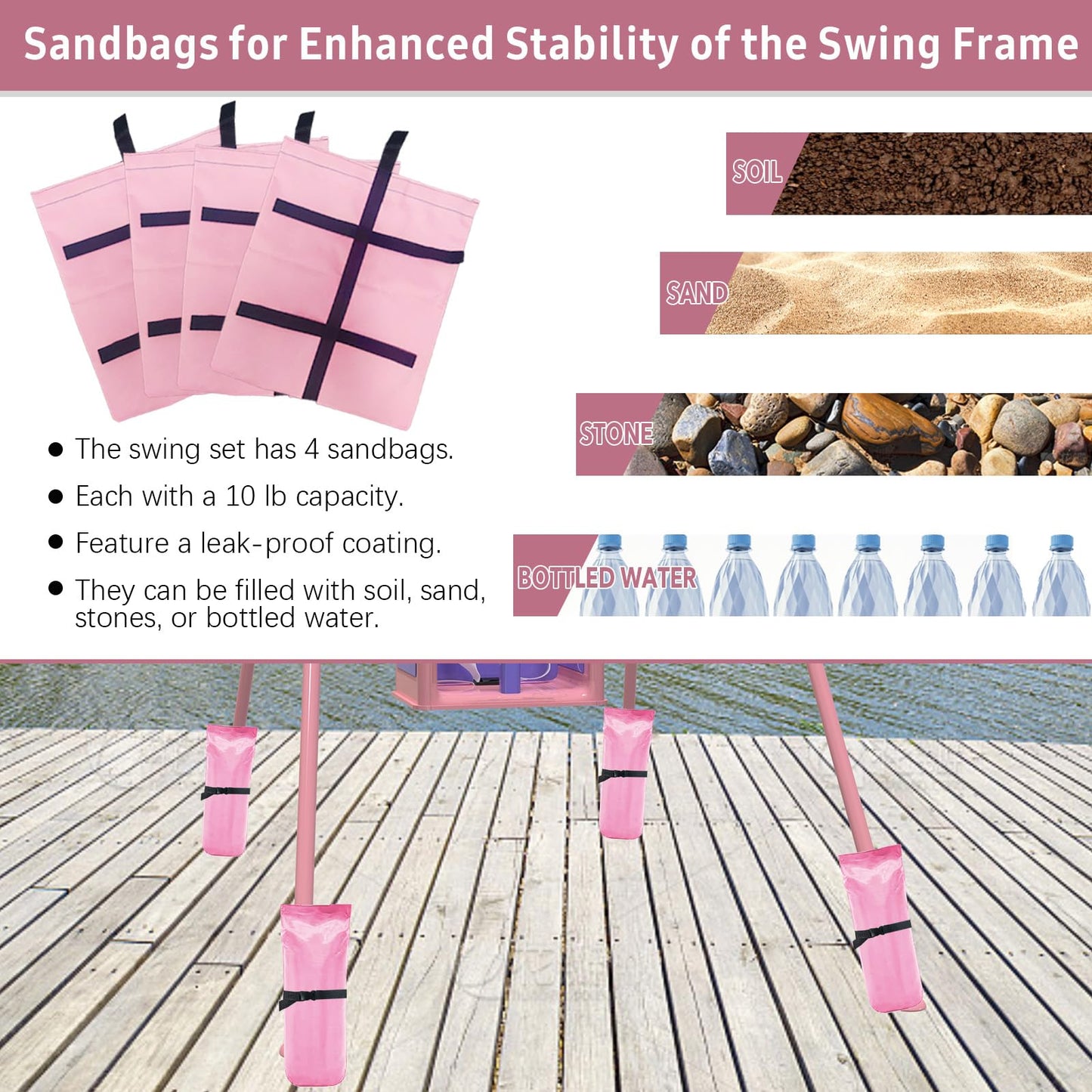 Yozoia Foldable Toddler Swing Set – Indoor & Outdoor Pink, Safe & Durable, Grow-with-Child