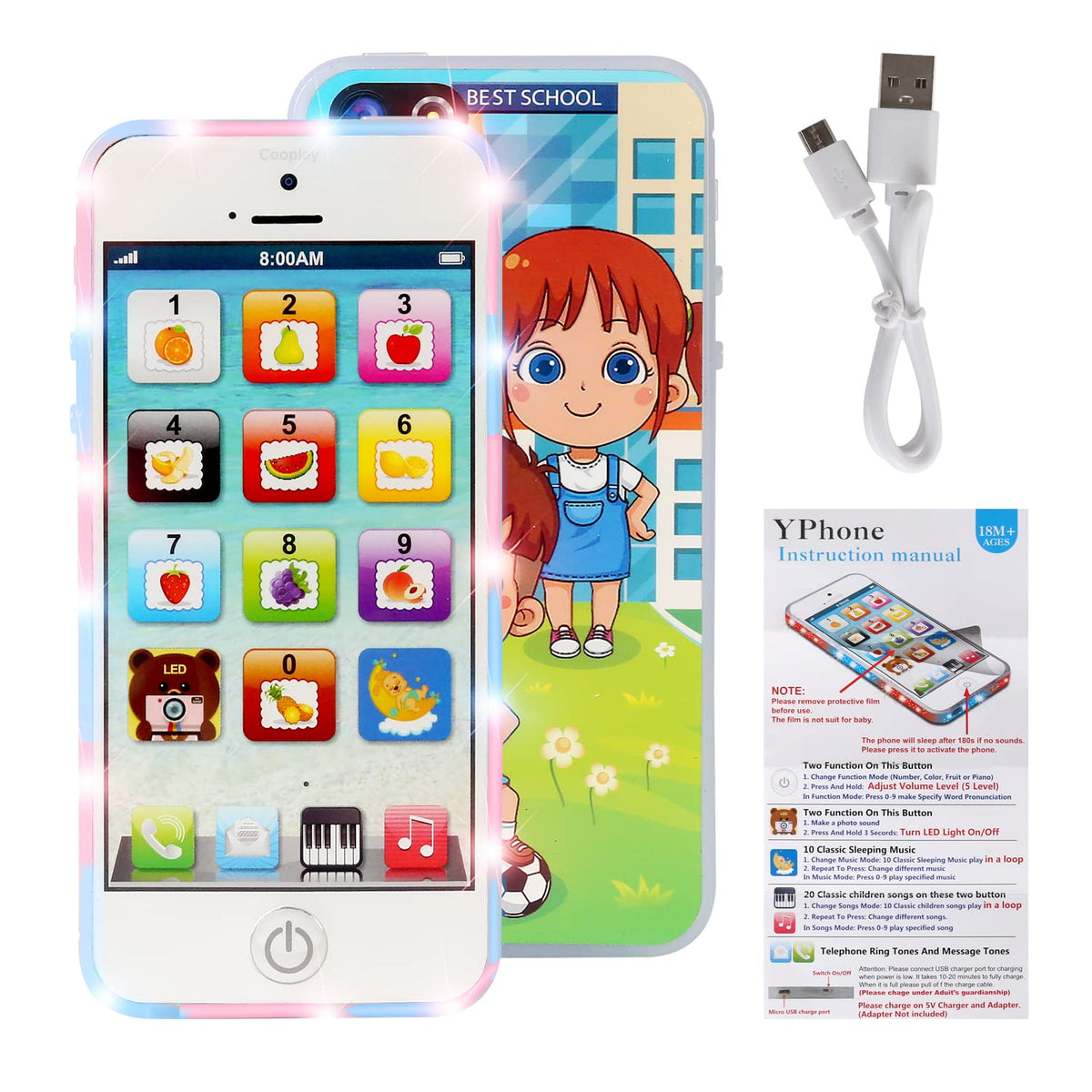 YPhone Cooplay Baby IQ Phone Toy – Lights, Songs & Learning Smartphone for Toddlers