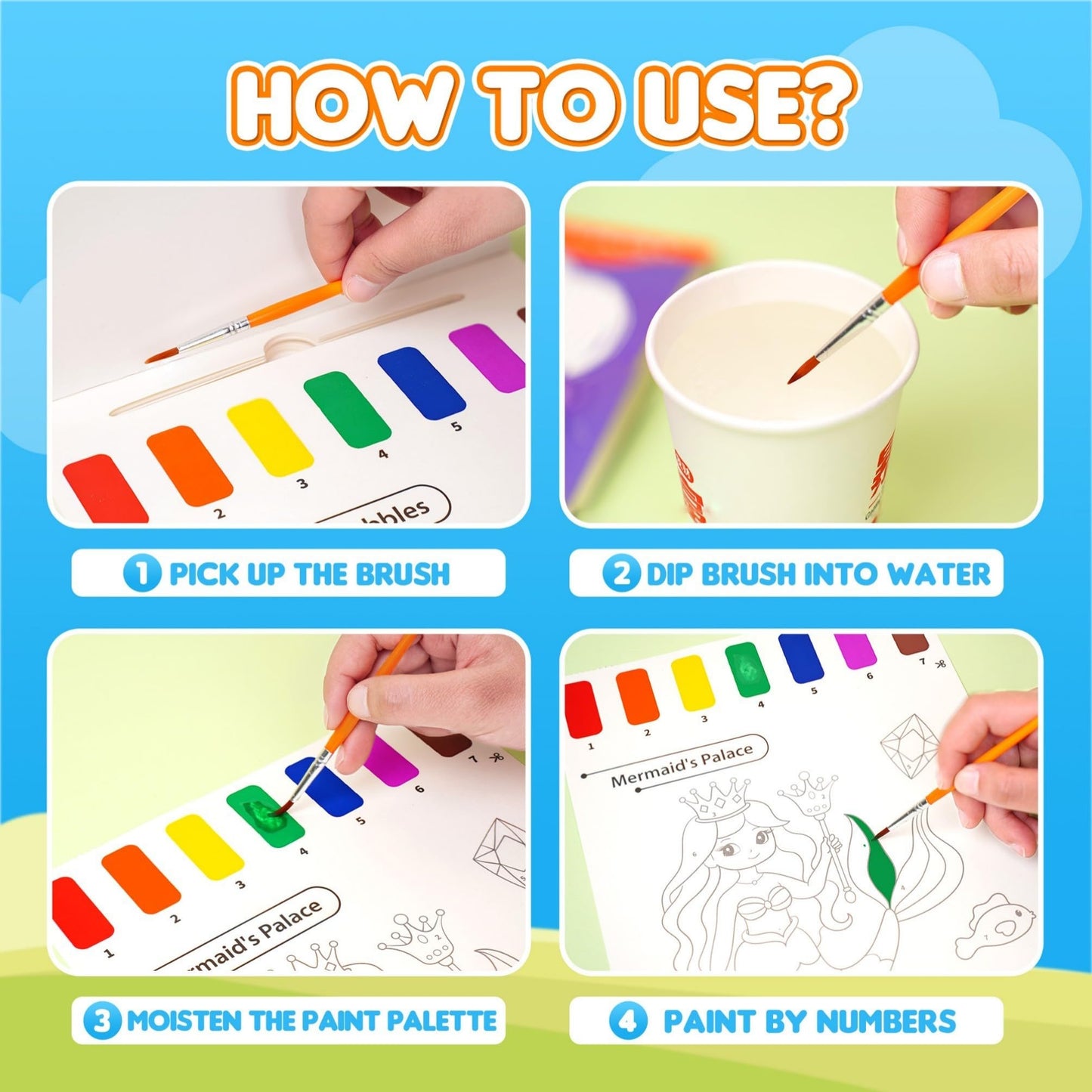 YPLUS Paint with Water Books for Toddlers – 5 Themed Watercolor Art Books