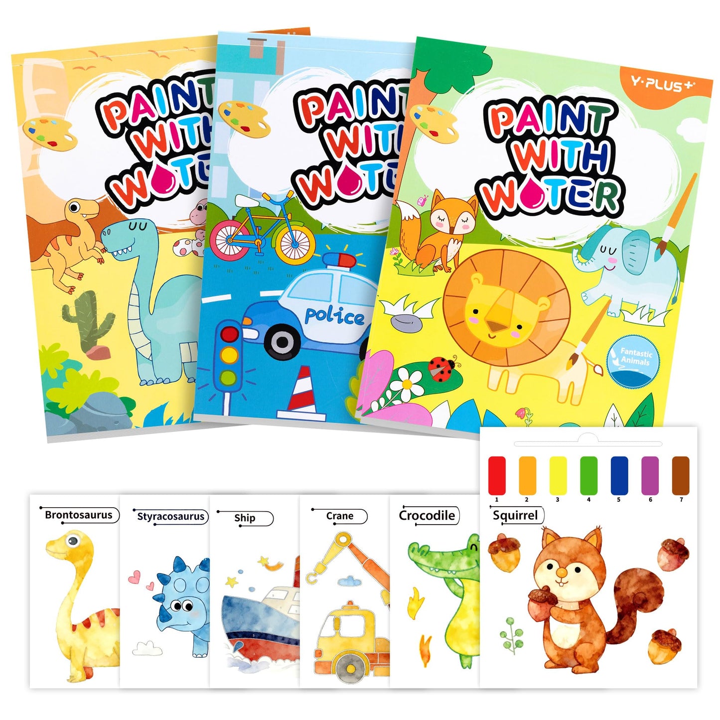 YPLUS Paint with Water Books for Toddlers – 3 Theme Watercolor Drawing Set (Ages 1-6)