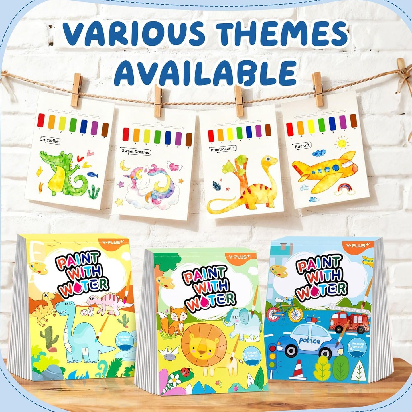 YPLUS Paint with Water Books for Toddlers – Watercolor Painting with Brush Pen, 20 Animal Patterns (Ages 1-6)