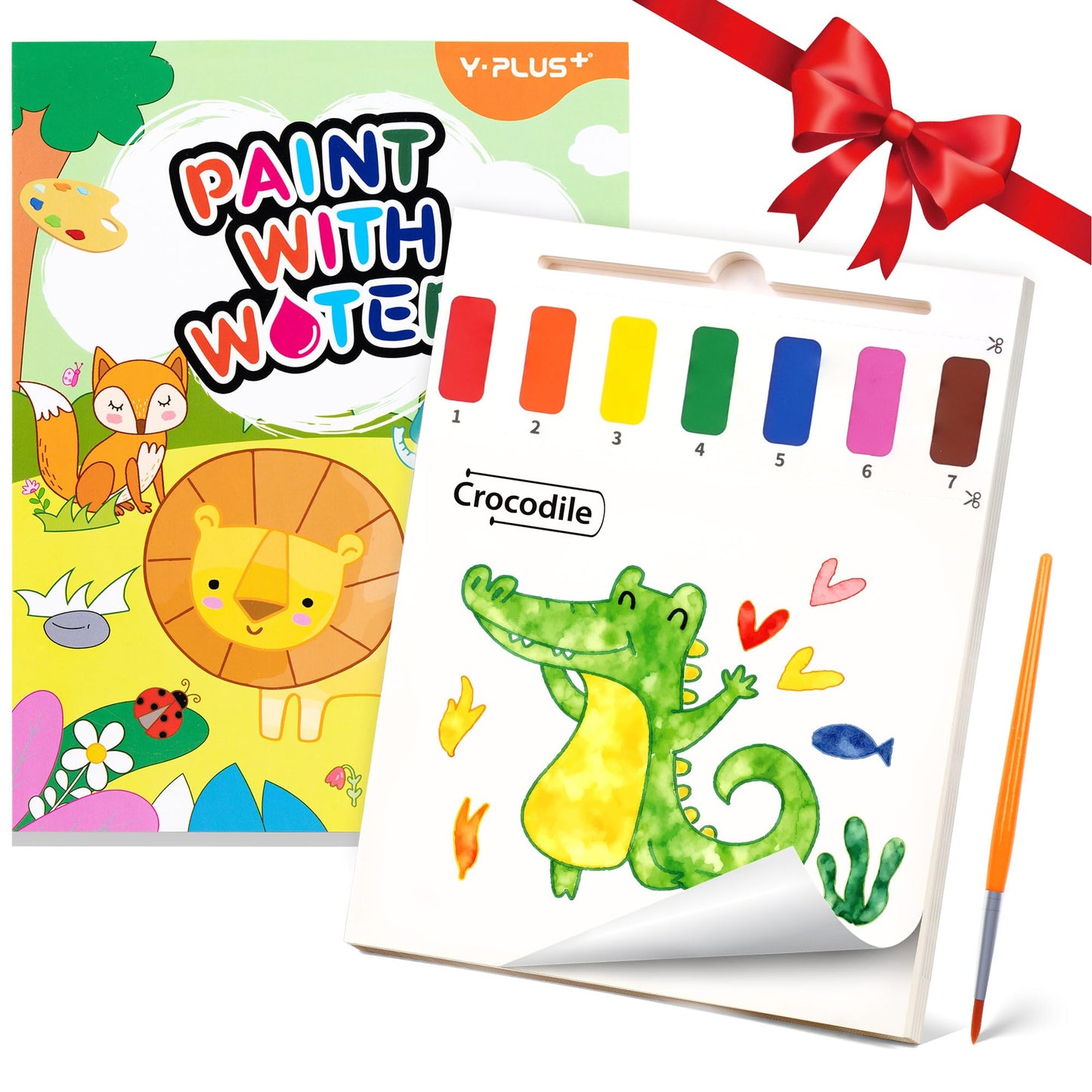 YPLUS Paint with Water Books for Toddlers – Watercolor Painting with Brush Pen, 20 Animal Patterns (Ages 1-6)
