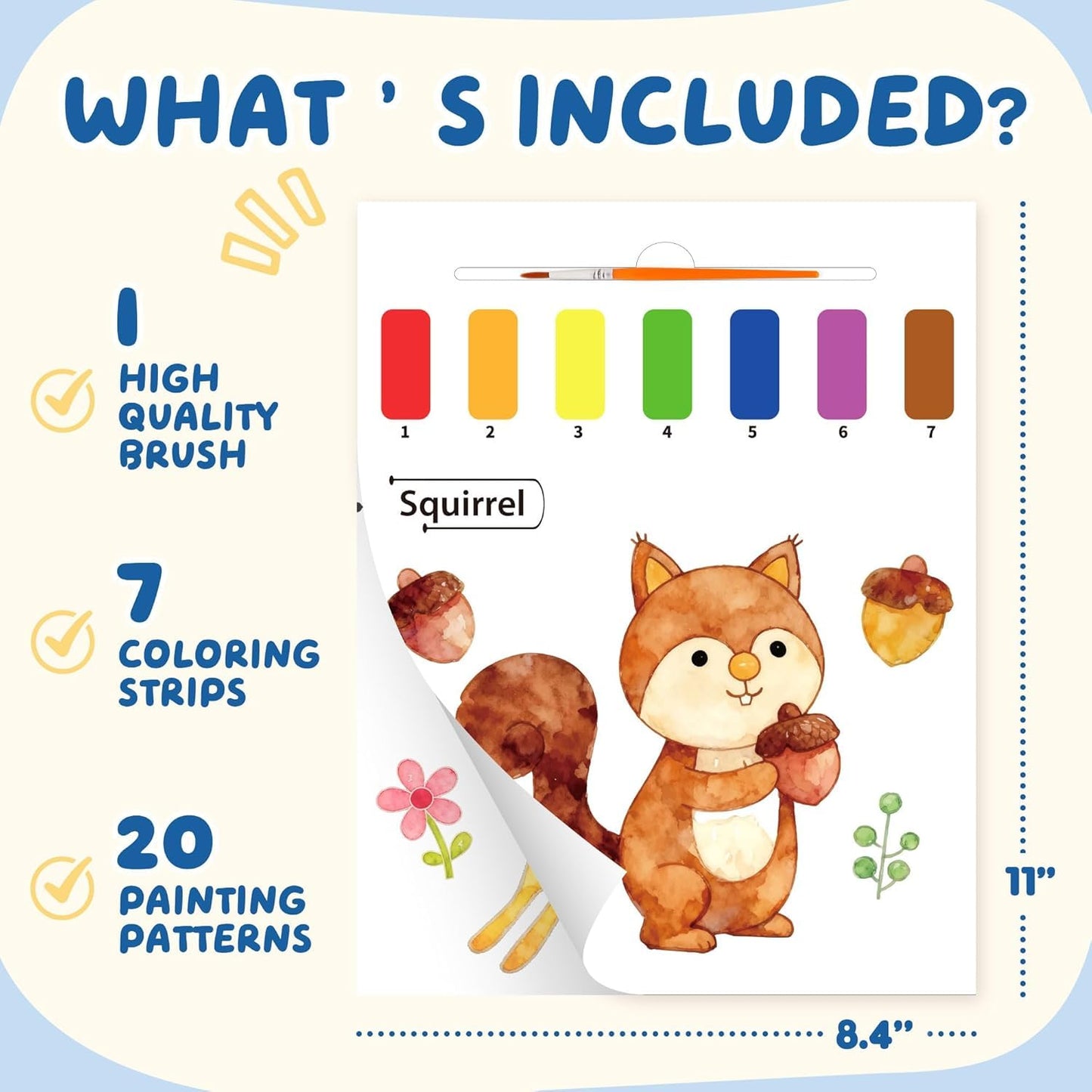 YPLUS Paint with Water Books for Toddlers – Watercolor Painting with Brush Pen, 20 Animal Patterns (Ages 1-6)