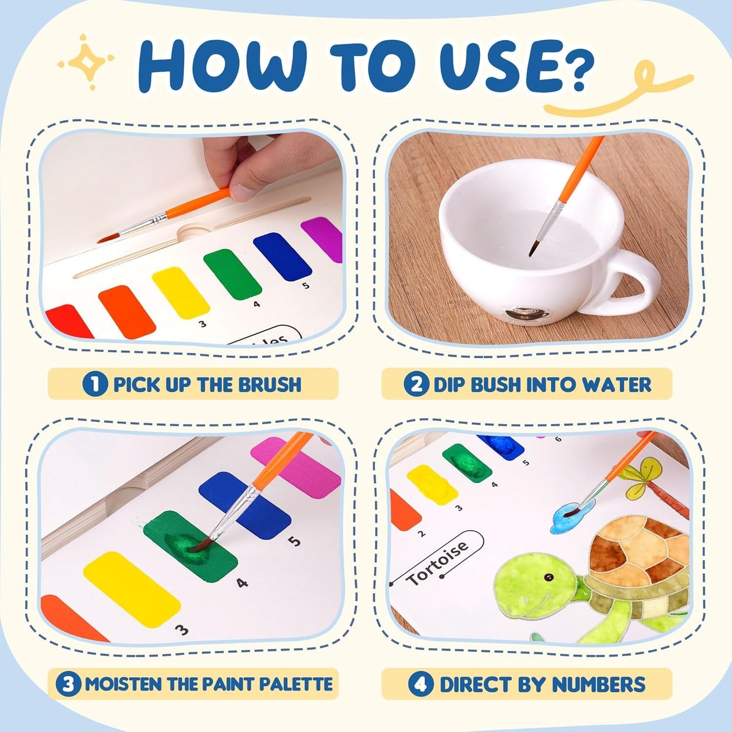 YPLUS Paint with Water Books for Toddlers – Watercolor Painting with Brush Pen, 20 Animal Patterns (Ages 1-6)