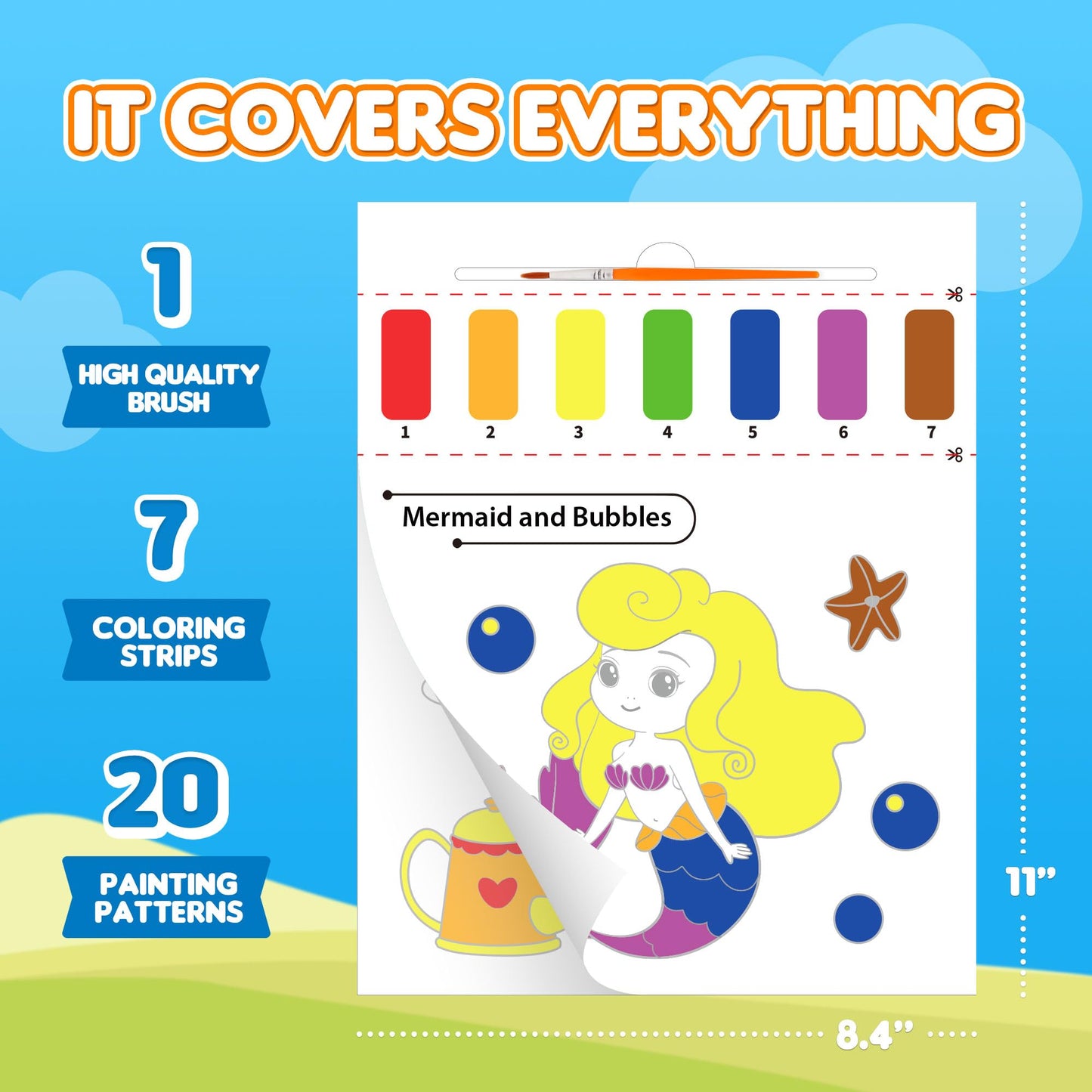 YPLUS Paint with Water Book for Toddlers – Dinosaur Theme, 20 Non-Repeating Patterns