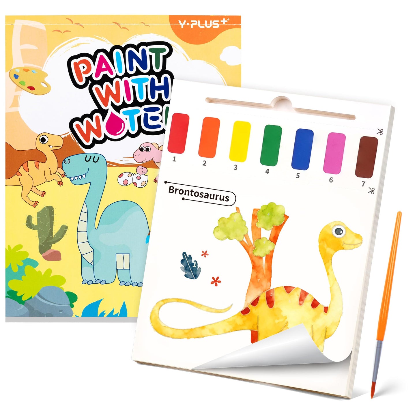YPLUS Paint with Water Book for Toddlers – Dinosaur Theme, 20 Non-Repeating Patterns