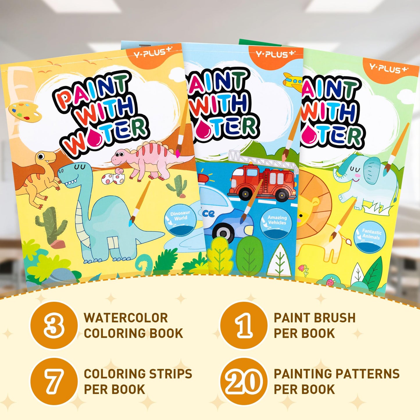 YPLUS Paint with Water Books for Toddlers – 3 Theme Watercolor Drawing Set (Ages 1-6)