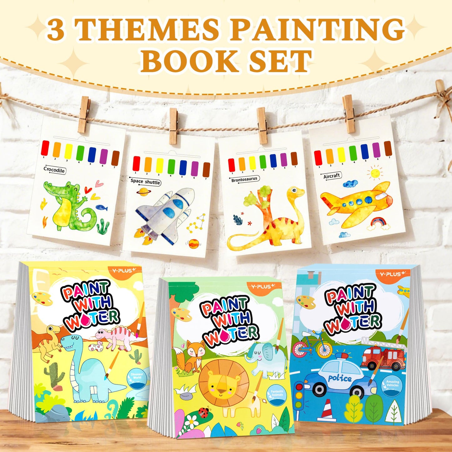 YPLUS Paint with Water Books for Toddlers – 3 Theme Watercolor Drawing Set (Ages 1-6)