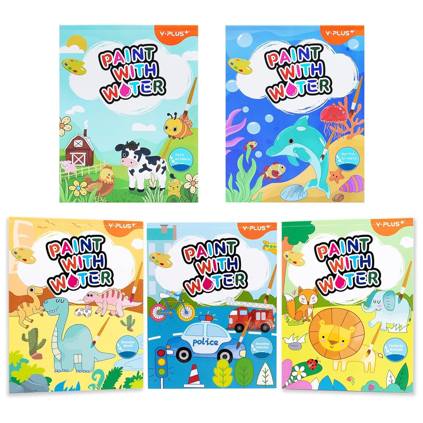 YPLUS Paint with Water Books for Toddlers – 5 Themed Watercolor Art Books
