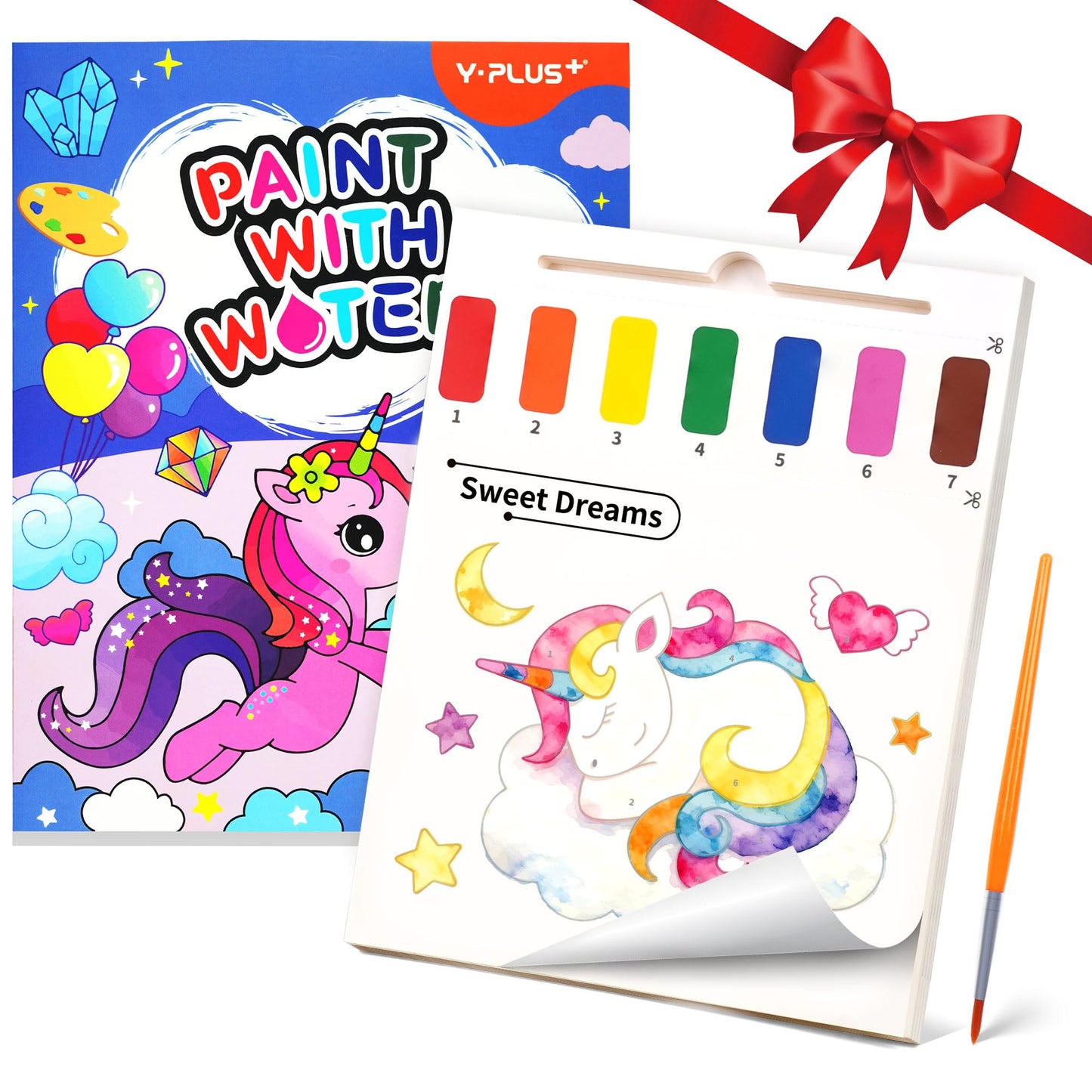 YPLUS Paint with Water Books for Toddlers – Unicorn, 20 Patterns, Brush Pen Included