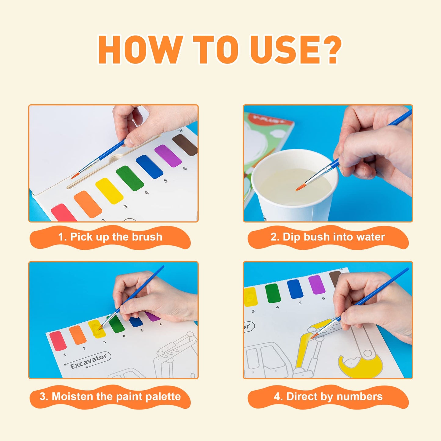 YPLUS Paint with Water Books for Toddlers – Unicorn, 20 Patterns, Brush Pen Included