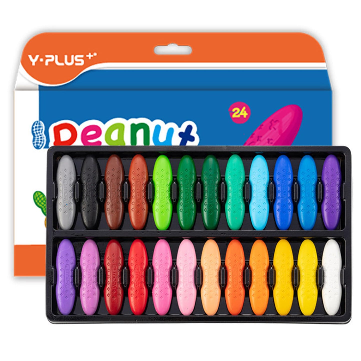YPLUS Peanut Crayons for Kids – 24 Washable, Non-Toxic Colors