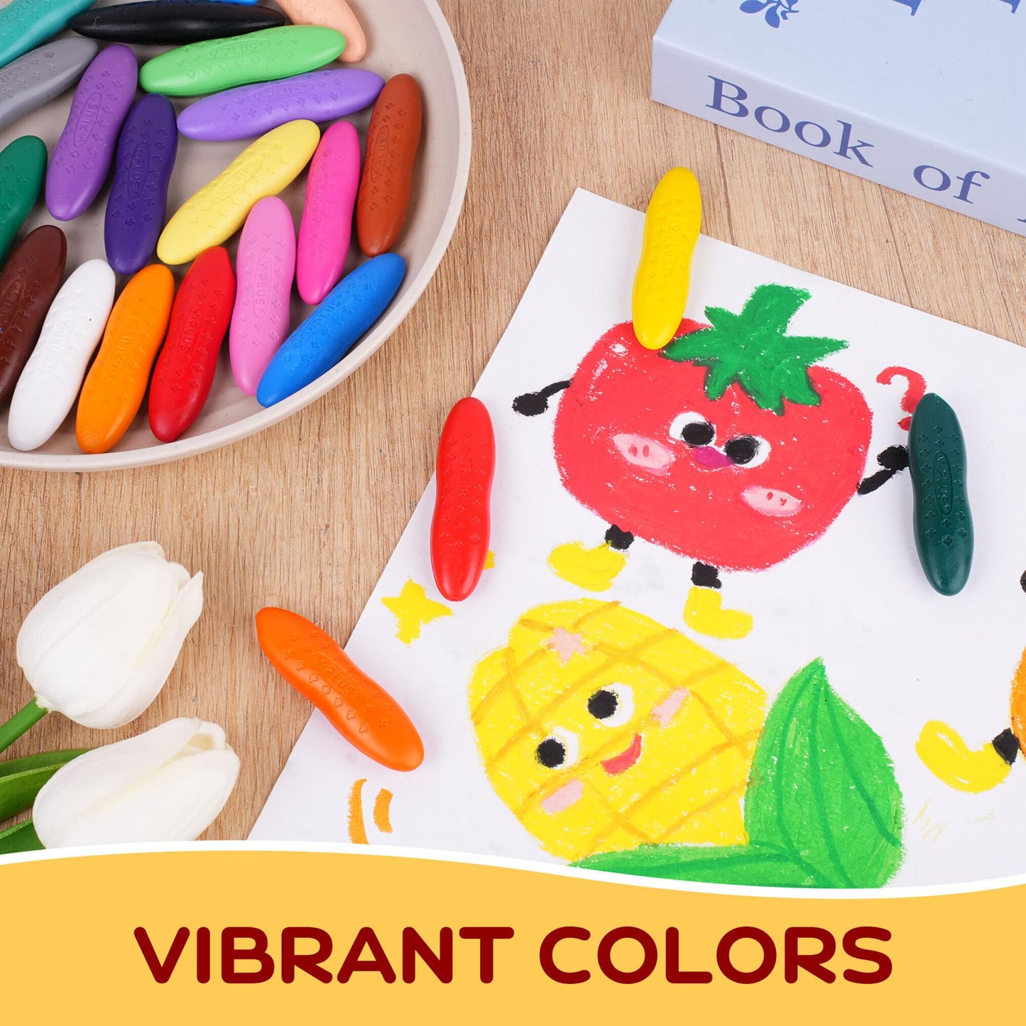 YPLUS Peanut Crayons for Kids – 24 Washable, Non-Toxic Colors