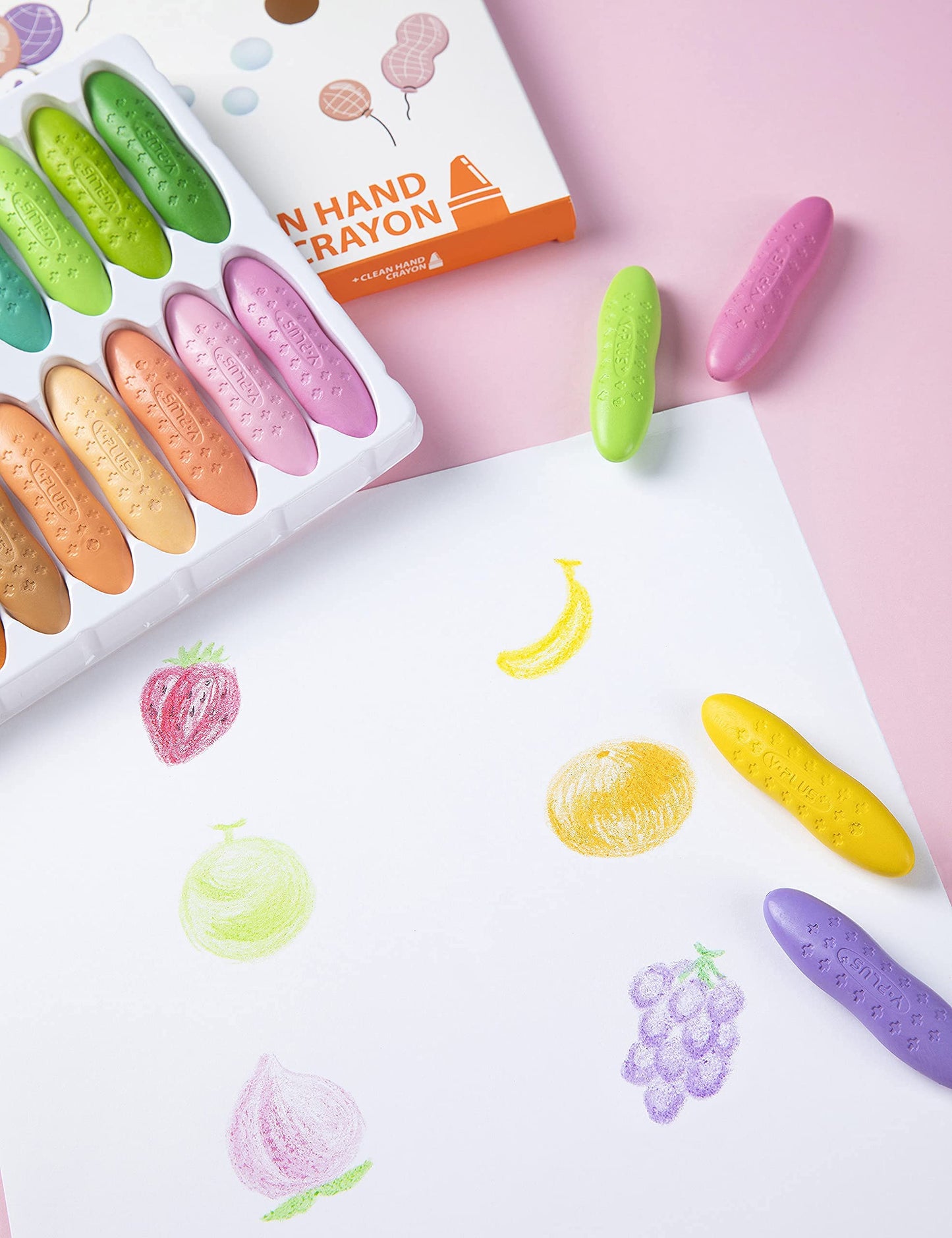 YPLUS Peanut Crayons for Kids – 24 Pastel Colors, Non-Toxic & Washable