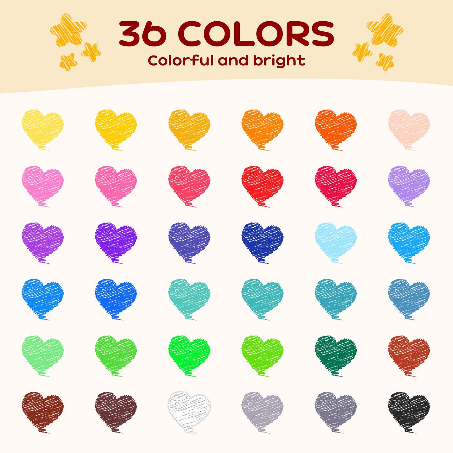 YPLUS Peanut Crayons for Kids — 36 Colors, Non-Toxic, Easy-Grip, Durable Toddler Crayons