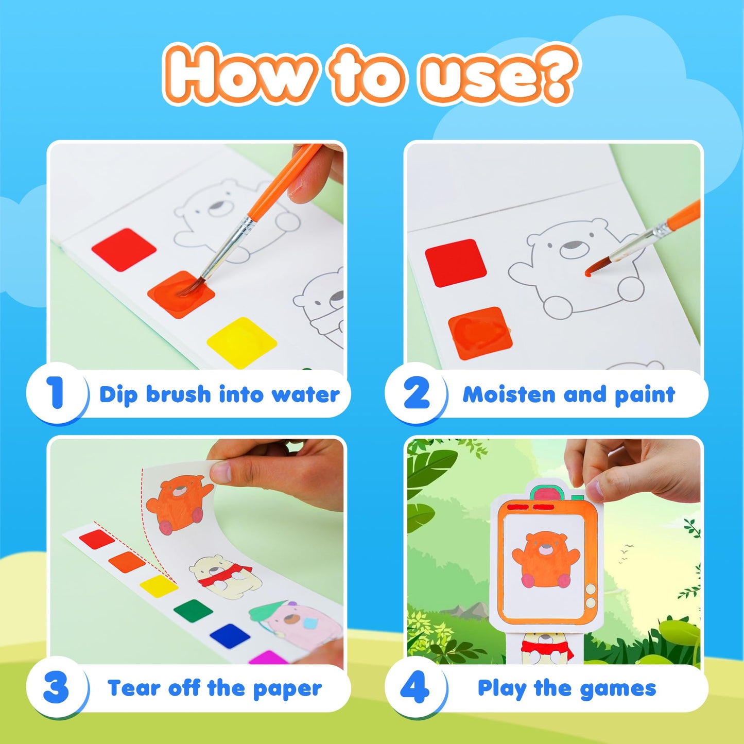 YPLUS Pocket Paint with Water Book – Mess-Free Watercolor Art Kit for Kids (Ages 1-6)