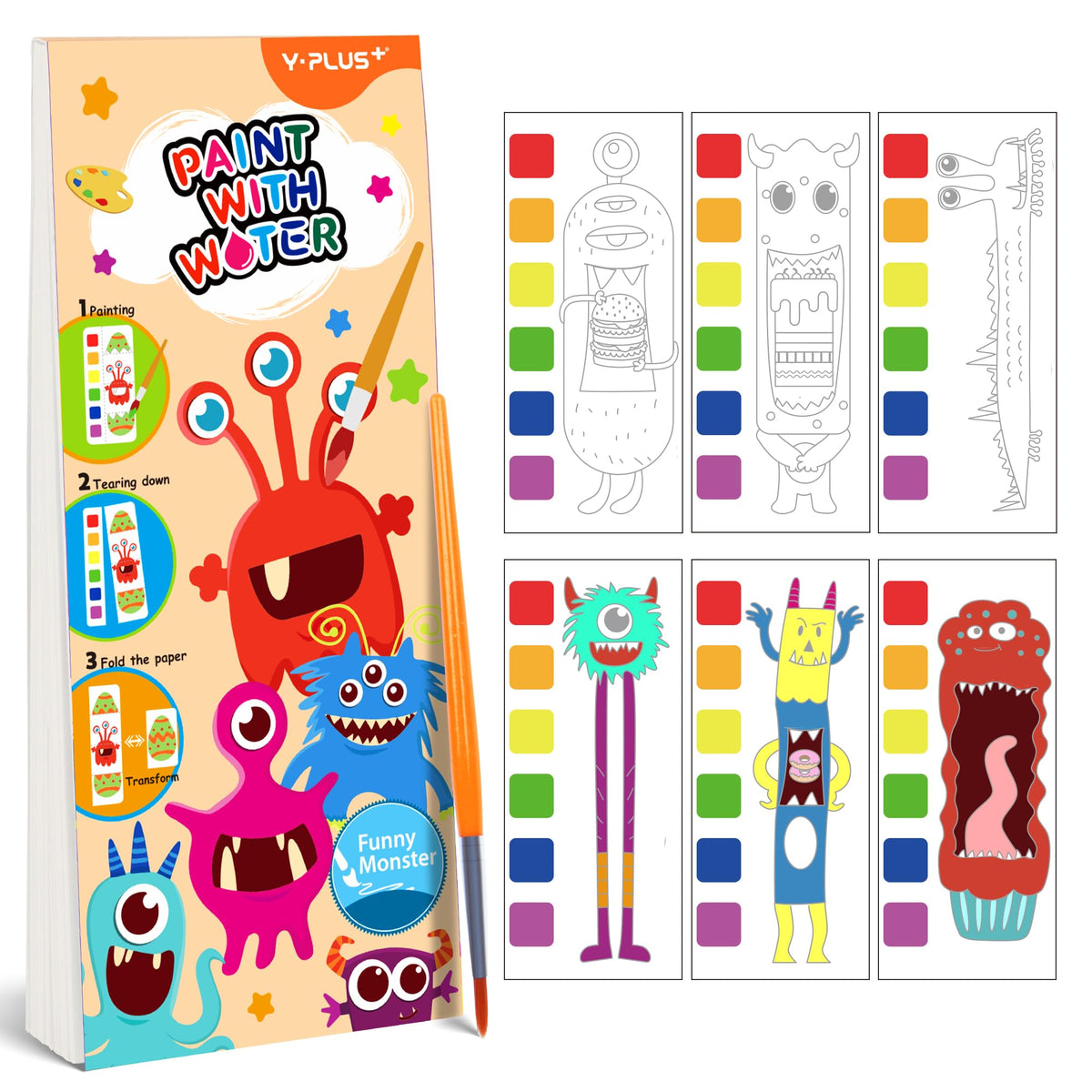 YPLUS Pocket Paint with Water Book – Mess-Free Watercolor Art Kit for Kids (Ages 1-6)