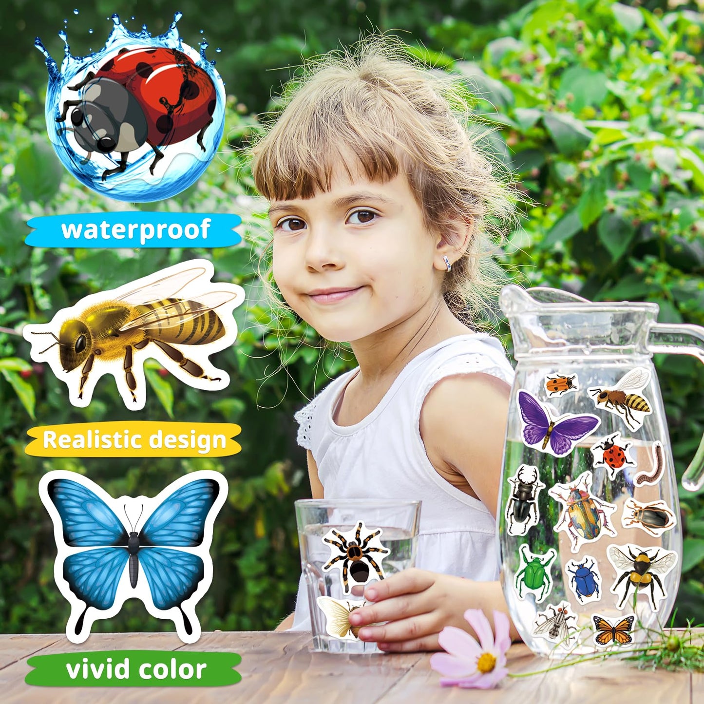 Yqskt 1056 PCS Bug Stickers – 32 Sheets Insect Sticker Pack for Kids | Waterproof Vinyl for Laptops, Water Bottles, and Scrapbooks