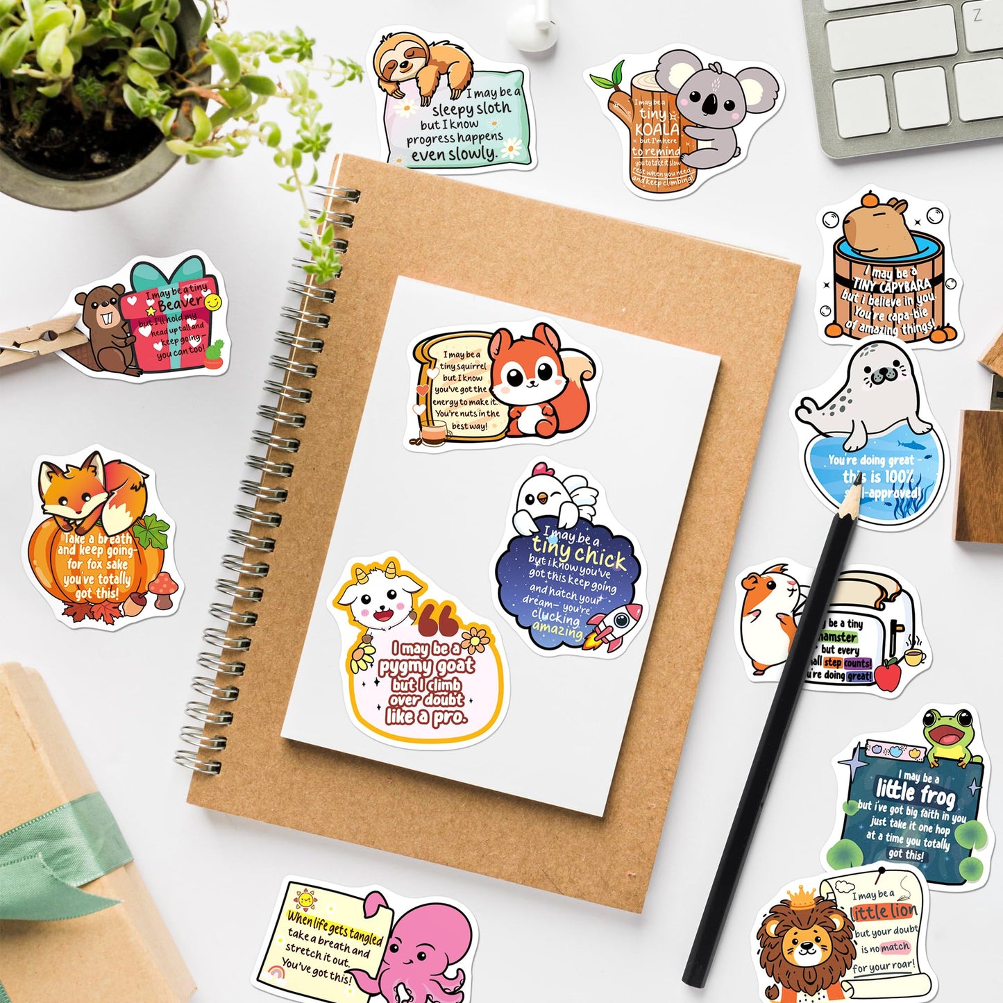 Yqskt 200PCS Emotional Support Animal Stickers – Motivational Vinyl Sticker Pack for Water Bottles, Laptops & Journals
