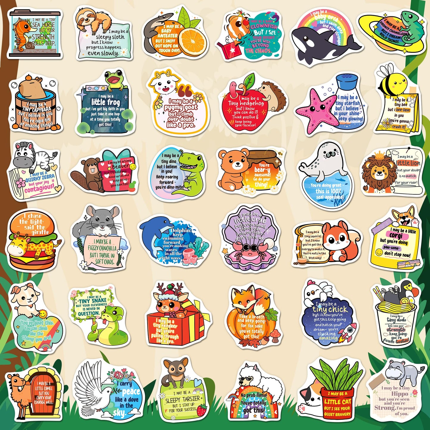 Yqskt 200PCS Emotional Support Animal Stickers – Motivational Vinyl Sticker Pack for Water Bottles, Laptops & Journals