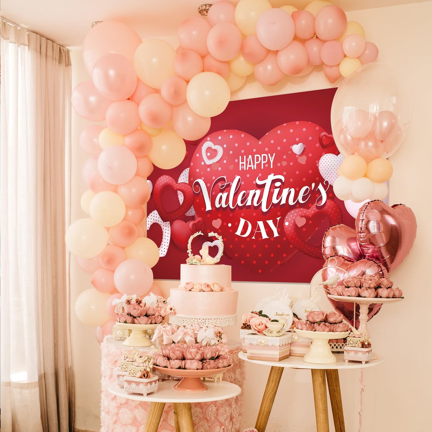 YQUQWN Happy Valentine's Day Banner 72x44 Inch Backdrop for Photography & Party Decor