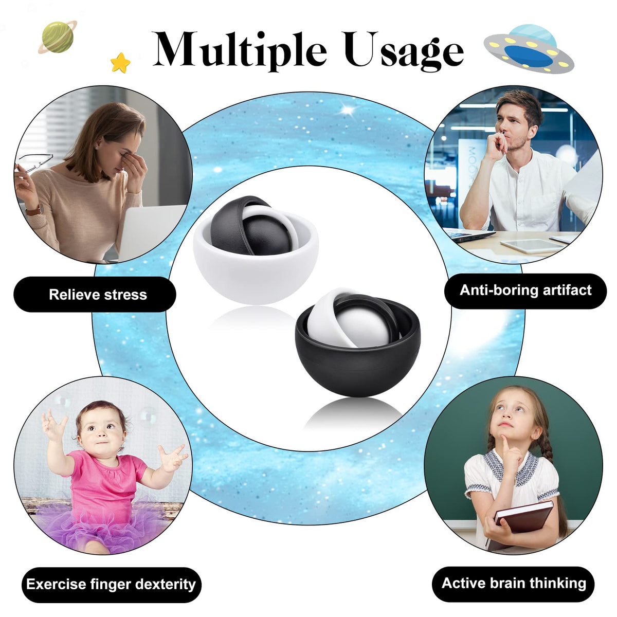 Yrissmiss Fidget Toy for Adults & Kids — Stress Relief, Quiet Finger Spinner