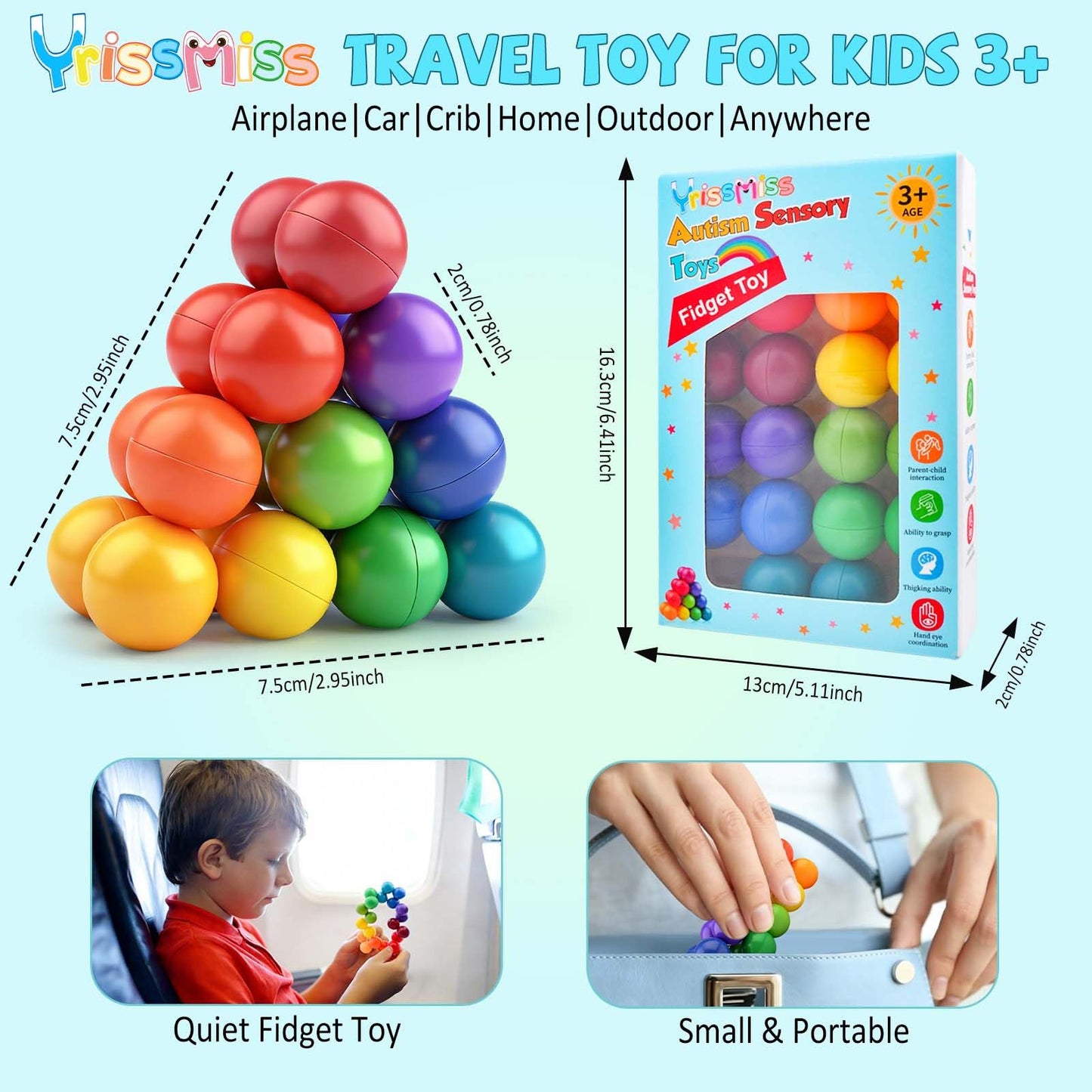 Yrissmiss Autism Sensory Toys – Fidget & Travel Toy for Kids 3–5