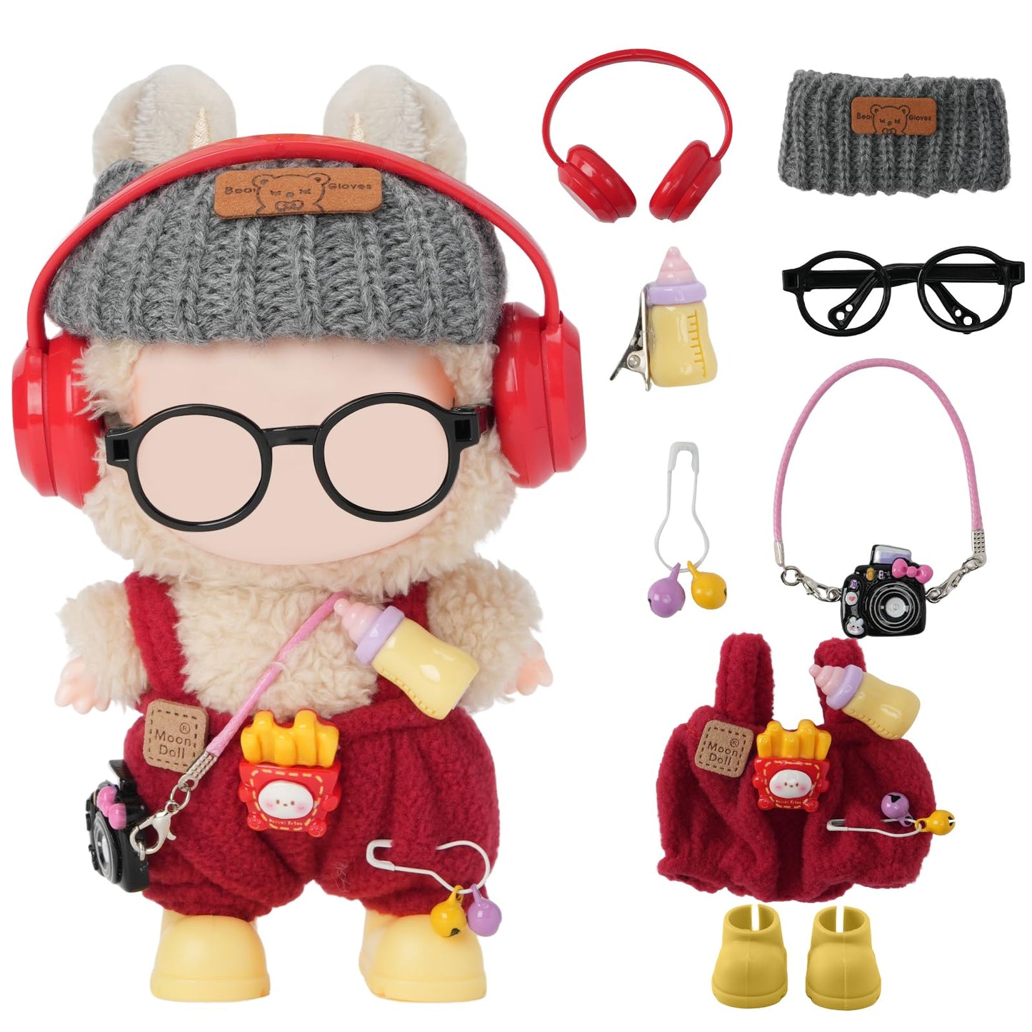 Yrlisfon 8-Piece Doll Clothes Set for 17 cm Dolls – Red Outfit Accessories