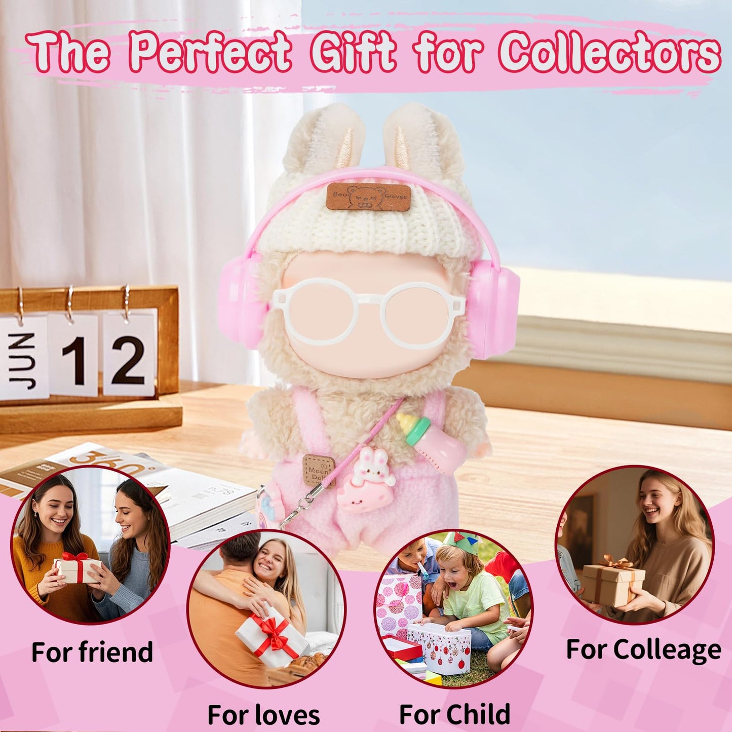 Yrlisfon 8-Piece Doll Clothes Set for 17cm Dolls – Pink Outfit Accessories